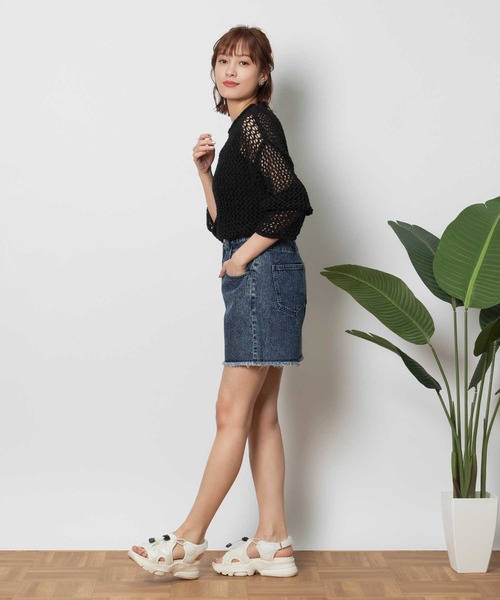 BACK NUMBER(バックナンバー)の「【BACK NUMBER】デニムフリンジショートパンツ(デニムパンツ・レディース・ライトインディゴブルー/ダークインディゴブルー・M/L)」の5枚目の写真