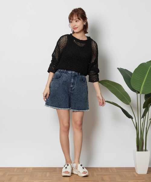 バックナンバー デニムパンツ ボトムス ショートパンツ リネン混 メンズ Sサイズ ブルー BACK NUMBER