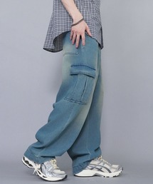 最終価格【Attitude Makes style！】パープルデニムカーゴパンツ カーゴパンツ デニムパンツ」に該当するSPINNS｜スピンズの