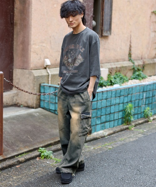 ヴィンテージ調 デニム カーゴパンツ 2色 ユニセックス nr4069 ヴィンテージ調 デニム カーゴパンツ 2色 ユニセックス nr4069