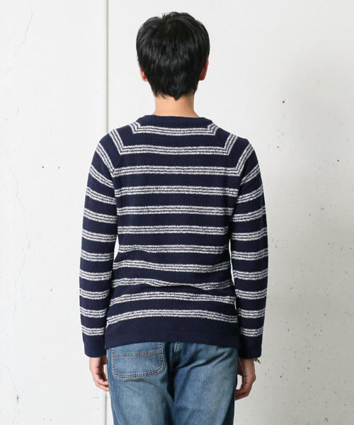 URBAN RESEARCH DOORS MENS（アーバンリサーチ ドアーズ メンズ）の「DOORS ブークレボーダーC/Nニット（ニット/セーター・メンズ・オフホワイト/ネイビー・38/40）」の4枚目の写真