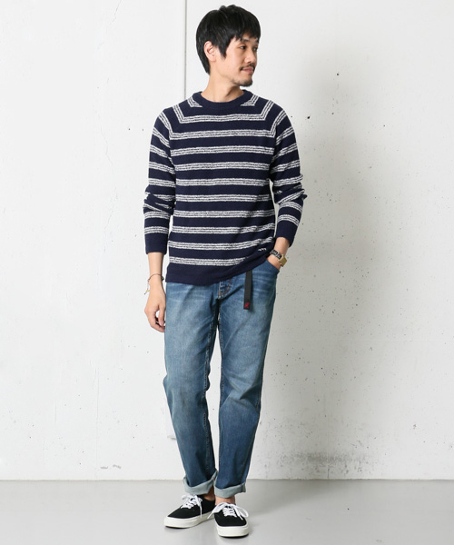 URBAN RESEARCH DOORS MENS（アーバンリサーチ ドアーズ メンズ）の「DOORS ブークレボーダーC/Nニット（ニット/セーター・メンズ・オフホワイト/ネイビー・38/40）」の8枚目の写真