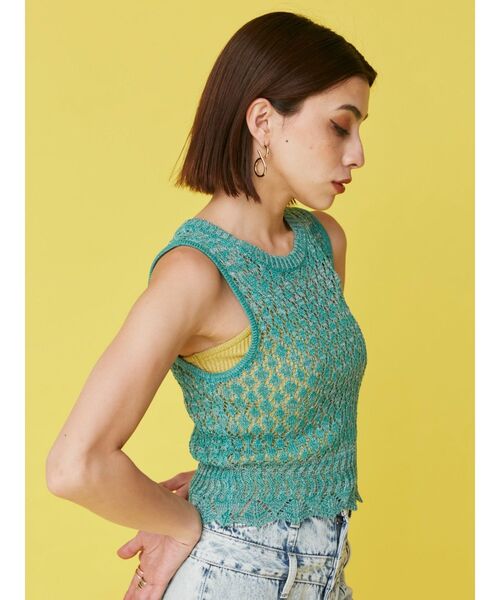 EVRIS（エヴリス）の「スカシアミサマーニットトップス（ニット/セーター・レディース・ホワイト/レッド/ブルー・FREE）」の8枚目の写真