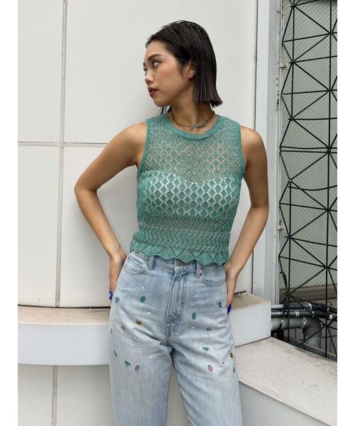 EVRIS（エヴリス）の「スカシアミサマーニットトップス（ニット/セーター・レディース・ホワイト/レッド/ブルー・FREE）」の19枚目の写真