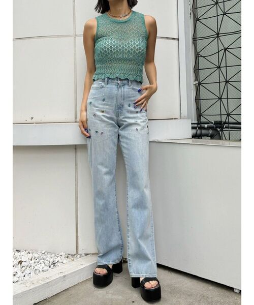 EVRIS（エヴリス）の「スカシアミサマーニットトップス（ニット/セーター・レディース・ホワイト/レッド/ブルー・FREE）」の17枚目の写真