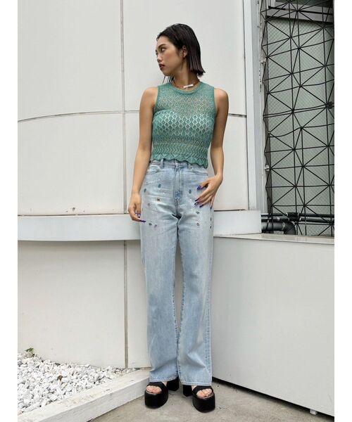 EVRIS（エヴリス）の「スカシアミサマーニットトップス（ニット/セーター・レディース・ホワイト/レッド/ブルー・FREE）」の16枚目の写真