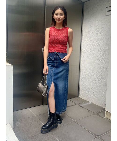 EVRIS（エヴリス）の「スカシアミサマーニットトップス（ニット/セーター・レディース・ホワイト/レッド/ブルー・FREE）」の13枚目の写真