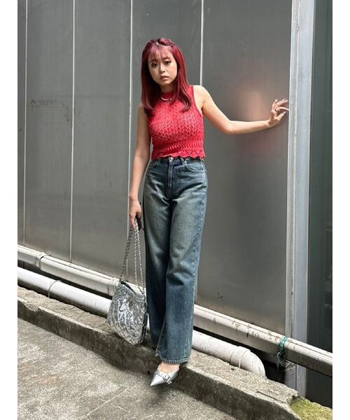 EVRIS（エヴリス）の「スカシアミサマーニットトップス（ニット/セーター・レディース・ホワイト/レッド/ブルー・FREE）」の9枚目の写真