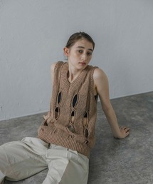 ローヘン　lohen vネックニットベスト　茶色　F マチャット　plage ベスト（ブラウン/茶色系）ファッション通販 - ZOZOTOWN