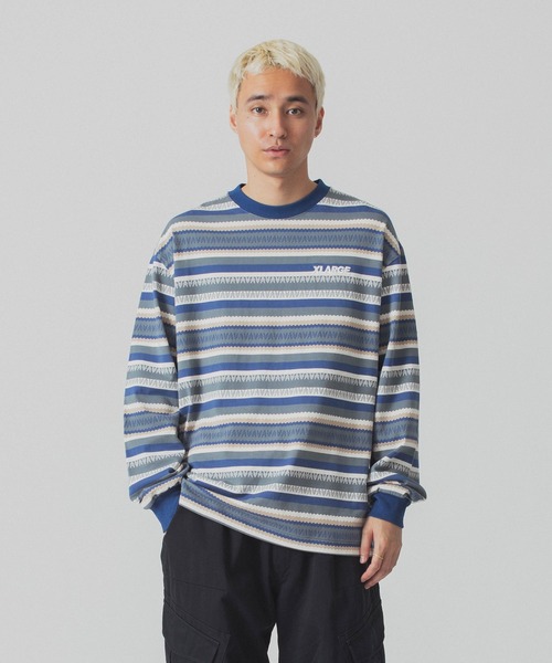 XLARGE（エクストララージ）の「JACQUARD L/S TEE（Tシャツ/カットソー・メンズ・グリーン/ブラウン/ブルー・L/M/S/XL）」の8枚目の写真