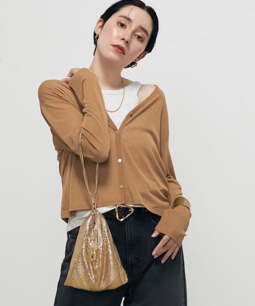Rie Miller(リエミラー)の「Vネックカーディガン+前後2WAYタンクトップ(カーディガン/ボレロ・レディース・ピンク/キャメル/ブラック・38)」の2枚目の写真