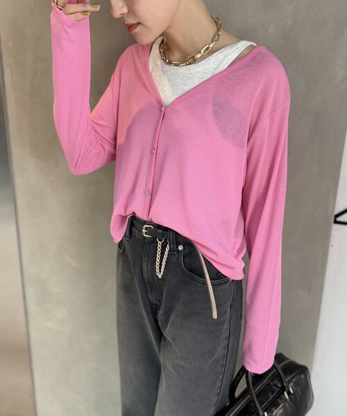 Rie Miller(リエミラー)の「Vネックカーディガン+前後2WAYタンクトップ(カーディガン/ボレロ・レディース・ピンク/キャメル/ブラック・38)」の20枚目の写真