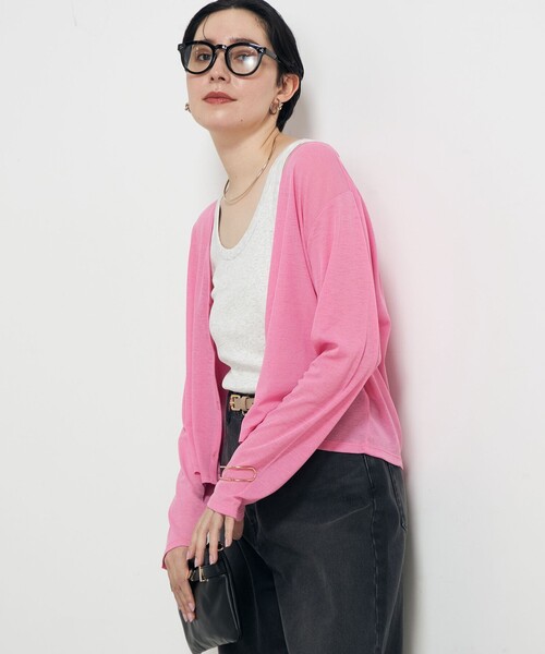 Rie Miller(リエミラー)の「Vネックカーディガン+前後2WAYタンクトップ(カーディガン/ボレロ・レディース・ピンク/キャメル/ブラック・38)」の5枚目の写真