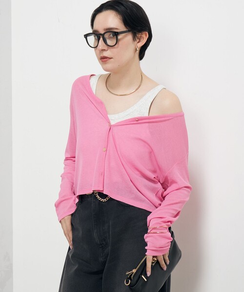 Rie Miller(リエミラー)の「Vネックカーディガン+前後2WAYタンクトップ(カーディガン/ボレロ・レディース・ピンク/キャメル/ブラック・38)」の6枚目の写真