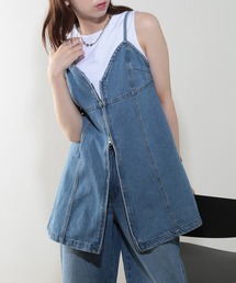 【MAISON BREEZE】加工デニム フロントジップビスチェ 223-701-3215 DTK