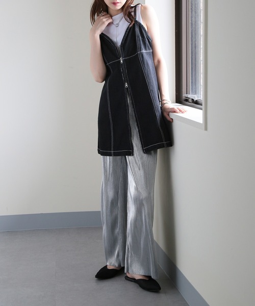 MAISON BREEZE（メゾンブリーズ）の「【MAISON BREEZE】加工デニム フロントジップビスチェ 223-701-3215 DTK（ベスト・レディース・インディゴブルー/ブラック/ブルー/グレー・FREE）」の8枚目の写真