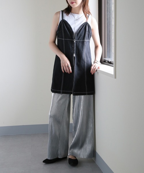 MAISON BREEZE（メゾンブリーズ）の「【MAISON BREEZE】加工デニム フロントジップビスチェ 223-701-3215 DTK（ベスト・レディース・インディゴブルー/ブラック/ブルー/グレー・FREE）」の9枚目の写真