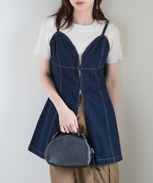 MAISON BREEZE（メゾンブリーズ）の「【MAISON BREEZE】加工デニム フロントジップビスチェ 223-701-3215 DTK（ベスト・レディース・インディゴブルー/ブラック/ブルー/グレー・FREE）」の20枚目の写真