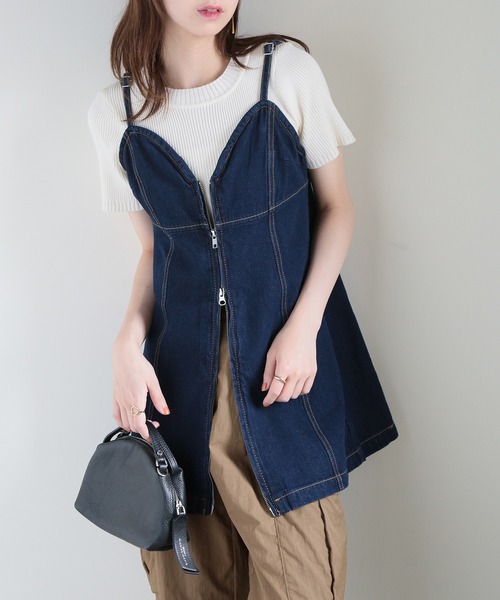 MAISON BREEZE（メゾンブリーズ）の「【MAISON BREEZE】加工デニム フロントジップビスチェ 223-701-3215 DTK（ベスト・レディース・インディゴブルー/ブラック/ブルー/グレー・FREE）」の21枚目の写真