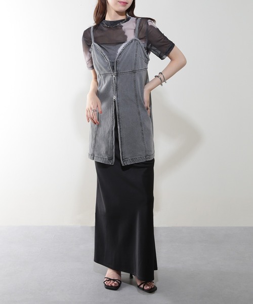 MAISON BREEZE（メゾンブリーズ）の「【MAISON BREEZE】加工デニム フロントジップビスチェ 223-701-3215 DTK（ベスト・レディース・インディゴブルー/ブラック/ブルー/グレー・FREE）」の16枚目の写真