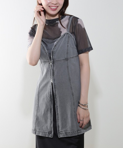 MAISON BREEZE（メゾンブリーズ）の「【MAISON BREEZE】加工デニム フロントジップビスチェ 223-701-3215 DTK（ベスト・レディース・インディゴブルー/ブラック/ブルー/グレー・FREE）」の13枚目の写真