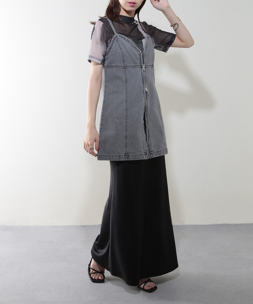 MAISON BREEZE（メゾンブリーズ）の「【MAISON BREEZE】加工デニム フロントジップビスチェ 223-701-3215 DTK（ベスト・レディース・インディゴブルー/ブラック/ブルー/グレー・FREE）」の18枚目の写真