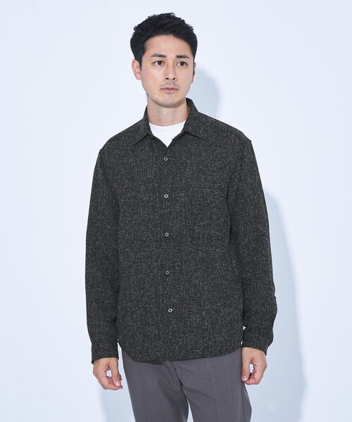 green label relaxing（グリーンレーベルリラクシング）の「【WEB限定】JUST fit ツイードライク 長袖 シャツ（シャツ/ブラウス・メンズ・ネイビー/ブラック・S/M/L/XL）」の2枚目の写真