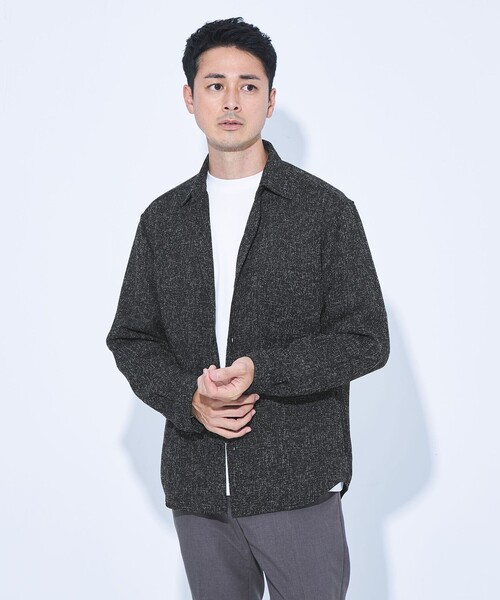 green label relaxing（グリーンレーベルリラクシング）の「【WEB限定】JUST fit ツイードライク 長袖 シャツ（シャツ/ブラウス・メンズ・ネイビー/ブラック・S/M/L/XL）」の5枚目の写真