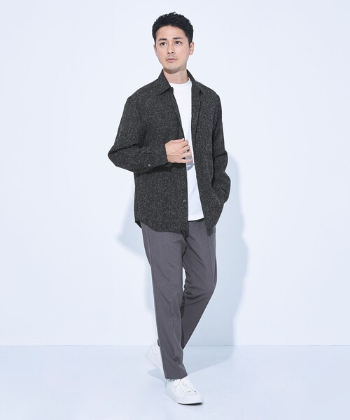 green label relaxing（グリーンレーベルリラクシング）の「【WEB限定】JUST fit ツイードライク 長袖 シャツ（シャツ/ブラウス・メンズ・ネイビー/ブラック・S/M/L/XL）」の6枚目の写真