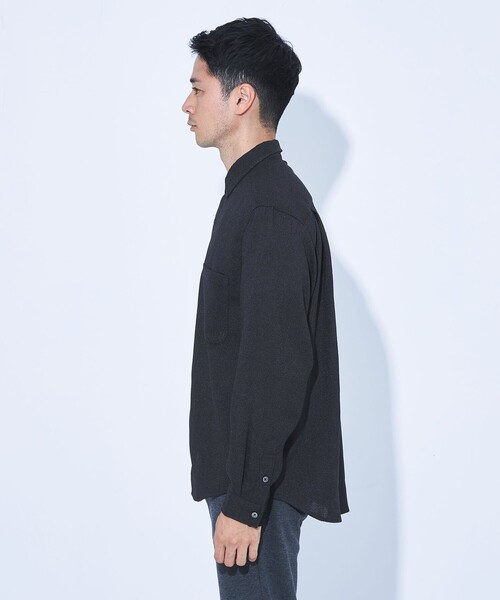 green label relaxing（グリーンレーベルリラクシング）の「【WEB限定】JUST fit ツイードライク 長袖 シャツ（シャツ/ブラウス・メンズ・ネイビー/ブラック・S/M/L/XL）」の8枚目の写真