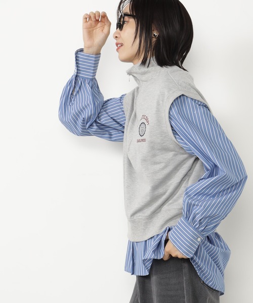 FOUND GOOD（ファウンドグッド）の「ハーフZIPウラケベスト（ベスト・レディース・グレー系5/アイボリー/グレー系8・M/L）」の5枚目の写真