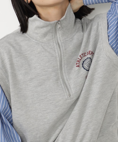 FOUND GOOD（ファウンドグッド）の「ハーフZIPウラケベスト（ベスト・レディース・グレー系5/アイボリー/グレー系8・M/L）」の6枚目の写真