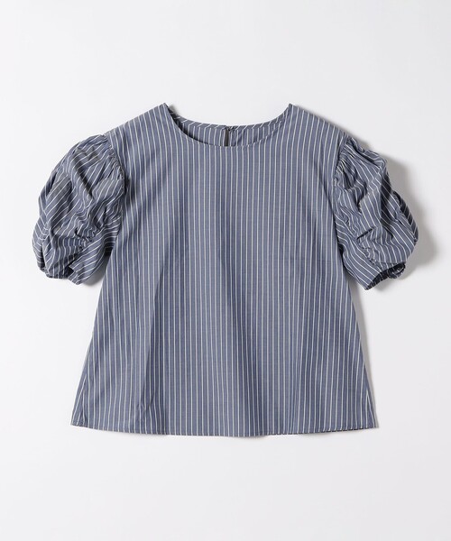 quaranciel(カランシエル)の「quaranciel:〈手洗い可能〉ギャザー ハーフスリーブ ストライプ ブラウス(シャツ/ブラウス・レディース・ブルー/ライトブルー・ONE SIZE)」の19枚目の写真