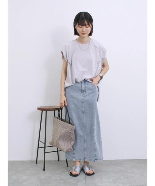 Samansa Mos2 blue(サマンサモスモスブルー)の「異素材切替ブラウス(シャツ/ブラウス・レディース・マスタード/ブラック/グレー・F)」の6枚目の写真