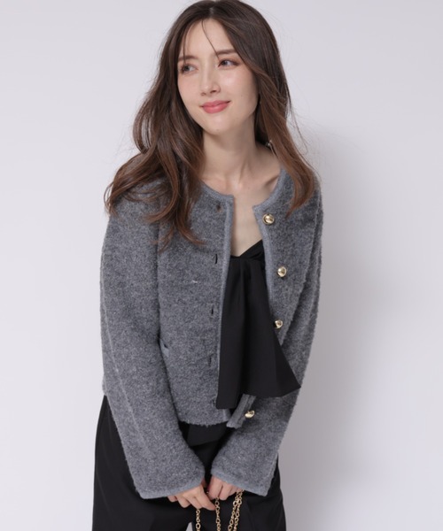 Apuweiser-riche（アプワイザーリッシェ）の「ラメブークレニットジャケット（ニット/セーター・レディース・ホワイト/ベージュ/ミント/グレー・2/1）」の8枚目の写真