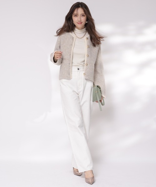 Apuweiser-riche（アプワイザーリッシェ）の「ラメブークレニットジャケット（ニット/セーター・レディース・ホワイト/ベージュ/ミント/グレー・2/1）」の12枚目の写真