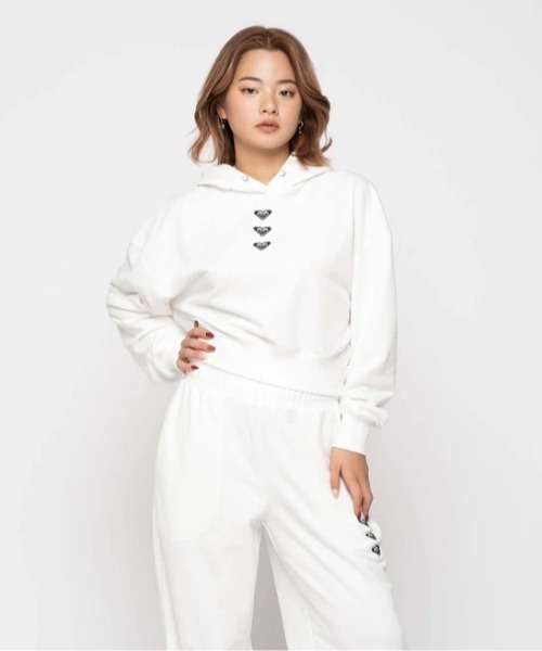 ROXY（ロキシー）の「LOOP HOODIE/ロキシープルオーバーパーカー・フーディー/ロキシーセットアップ対応ショート丈速乾プルオーバートップス（パーカー・レディース・ホワイト/ブラック/グレー・LARGE/MEDIUM/SMALL）」の4枚目の写真