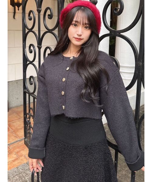 RESEXXY（リゼクシー）の「ゴールドボタンニットカーディガン（カーディガン/ボレロ・レディース・チャコールグレー/ホワイト/レッド・FREE）」の10枚目の写真