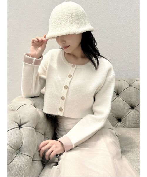 RESEXXY（リゼクシー）の「ゴールドボタンニットカーディガン（カーディガン/ボレロ・レディース・チャコールグレー/ホワイト/レッド・FREE）」の14枚目の写真