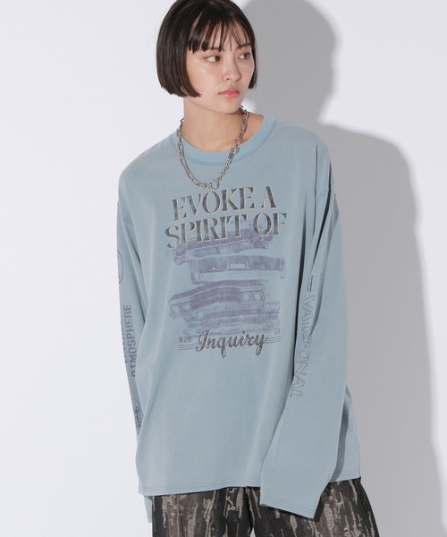 Anui(アニュイ)の「【UNISEX】クラッシュカーロンT(Tシャツ/カットソー・レディース・オフホワイト/ブルー系/ブラック・MEDIUM)」の2枚目の写真