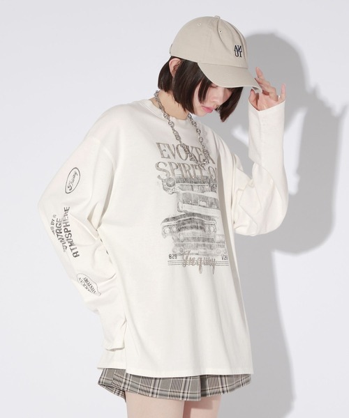 Anui(アニュイ)の「【UNISEX】クラッシュカーロンT(Tシャツ/カットソー・レディース・オフホワイト/ブルー系/ブラック・MEDIUM)」の1枚目の写真