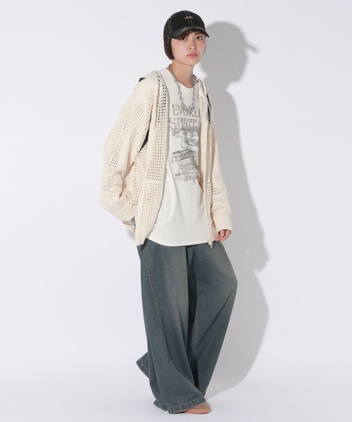 Anui(アニュイ)の「【UNISEX】クラッシュカーロンT(Tシャツ/カットソー・レディース・オフホワイト/ブルー系/ブラック・MEDIUM)」の21枚目の写真