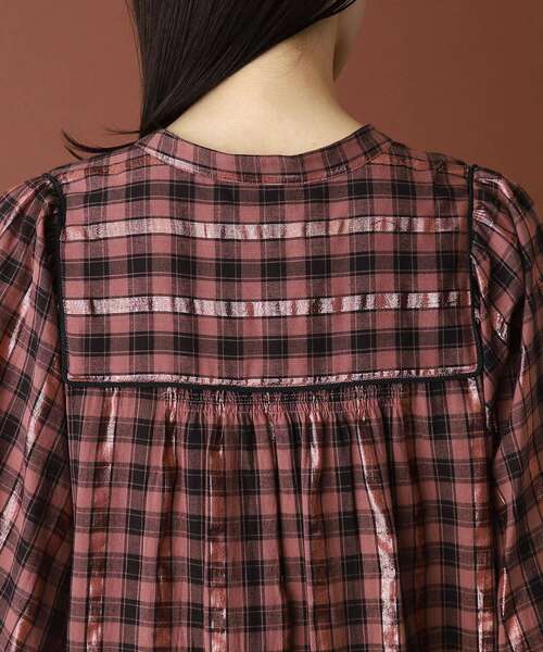 sara mallika（サラ マリカ）の「SARA MALLIKA（サラマリカ）Cotton Check Shirring Long Dress（ワンピース・レディース・ブラウン系・00）」の9枚目の写真