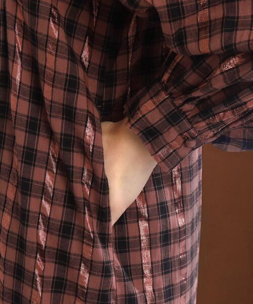 sara mallika（サラ マリカ）の「SARA MALLIKA（サラマリカ）Cotton Check Shirring Long Dress（ワンピース・レディース・ブラウン系・00）」の11枚目の写真