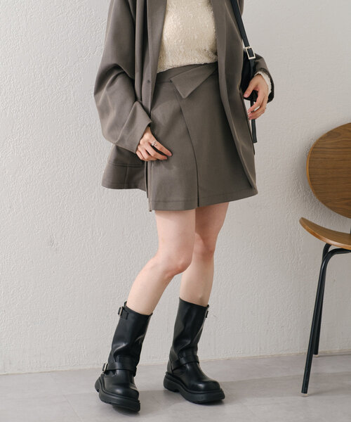 Kastane(カスタネ)の「【セットアップ対応】フレンチツイルミニスカート(スカート・レディース・グレー/ブラウン・FREE)」の1枚目の写真