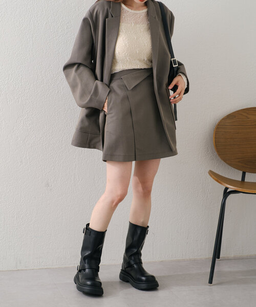 Kastane(カスタネ)の「【セットアップ対応】フレンチツイルミニスカート(スカート・レディース・グレー/ブラウン・FREE)」の21枚目の写真