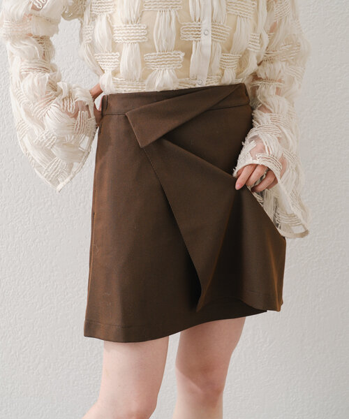 Kastane(カスタネ)の「【セットアップ対応】フレンチツイルミニスカート(スカート・レディース・グレー/ブラウン・FREE)」の3枚目の写真