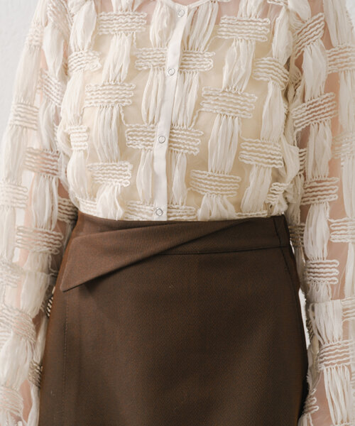 Kastane(カスタネ)の「【セットアップ対応】フレンチツイルミニスカート(スカート・レディース・グレー/ブラウン・FREE)」の4枚目の写真