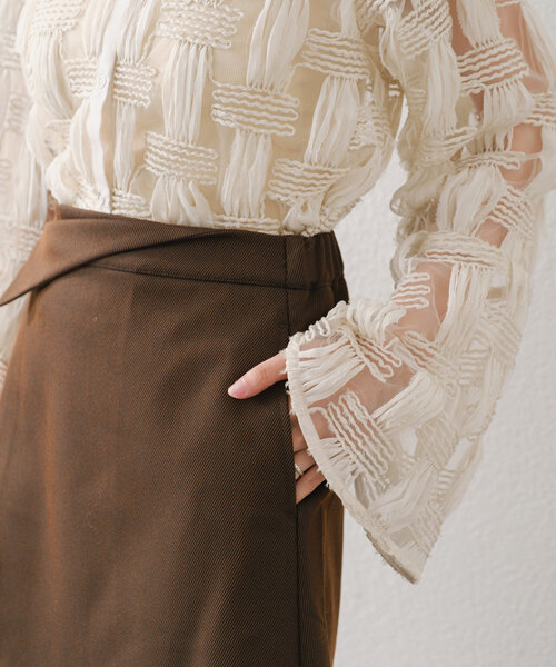 Kastane(カスタネ)の「【セットアップ対応】フレンチツイルミニスカート(スカート・レディース・グレー/ブラウン・FREE)」の5枚目の写真