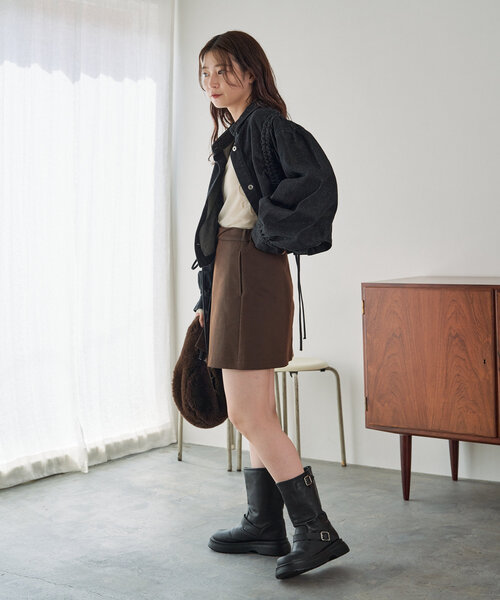 Kastane(カスタネ)の「【セットアップ対応】フレンチツイルミニスカート(スカート・レディース・グレー/ブラウン・FREE)」の8枚目の写真